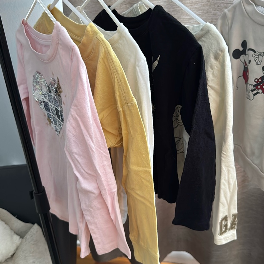 Gap Disney Cat & Jack Girl Toddler 5T All are long sleeved tees Cotton Polyester